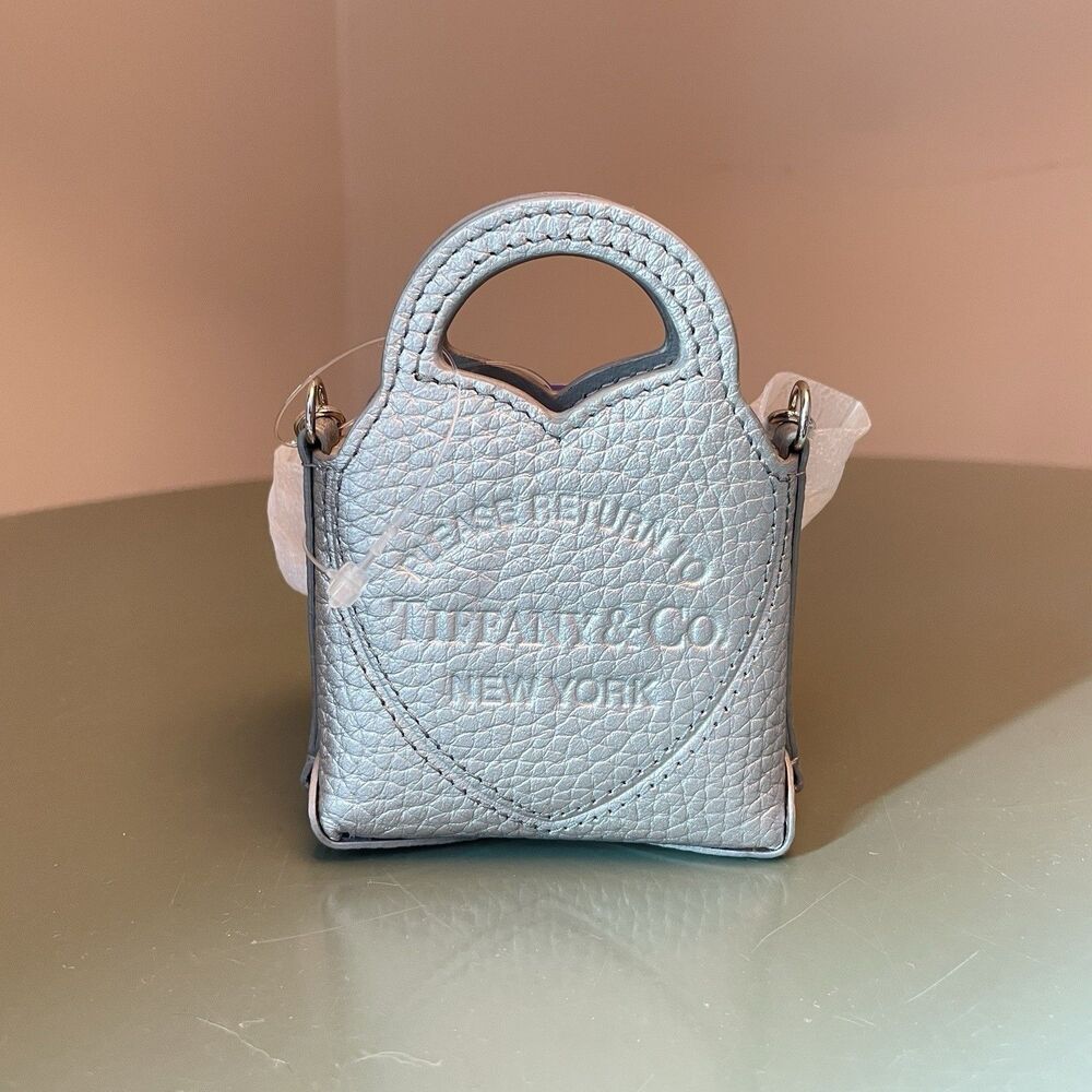 Tiffany & Co. Please Return To Tiffany Nano Micro Bag CHARM Silver Leather Italy